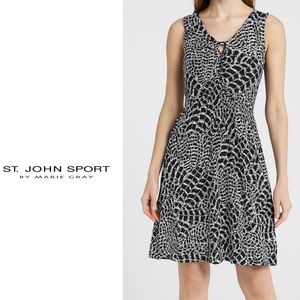 St. John Sport animal print mesh midi dress